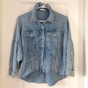 Denim Blouse Button Up Medium